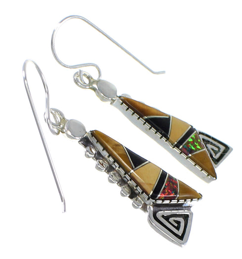 Multicolor Sterling Silver Southwest Water Wave Hook Dangle Earrings WX71693